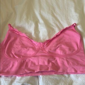 Aerie Pink Seamless Bra with Ruched Center